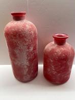Mica Twee Rode flessen ijs  look decorations, Verzenden, Minder dan 50 cm, Rood, Glas