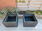Olijfboombakken van steigerhout,zwart gebeitst en worteldoek, Ophalen, Tuin, Vierkant, Nieuw