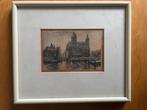 Louis Landre: 2 ingelijste etsen Amsterdam prins Hendrikkade, Ophalen of Verzenden
