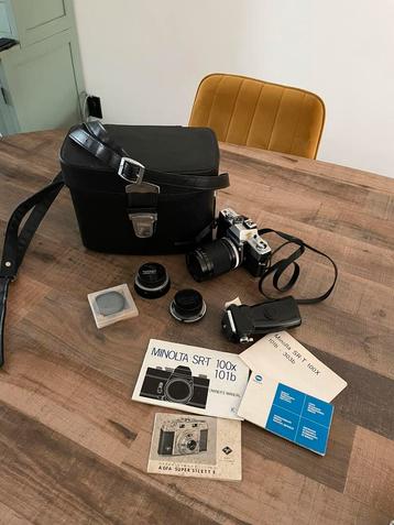 Minolta camera SRT 100X en toebehoren beschikbaar voor biedingen