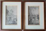 2 schilderijtjes in eikenhouten lijstjes, Antiek en Kunst, Antiek | Religie, Ophalen of Verzenden