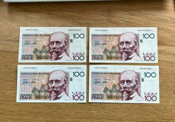 4x 100 francs Beyaert - oplopende nummers - gratis verzenden beschikbaar voor biedingen