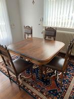 Antieke tafel 125L x 110B met 4 stoelen, Gebruikt, 100 tot 150 cm, Ophalen of Verzenden, Vier personen