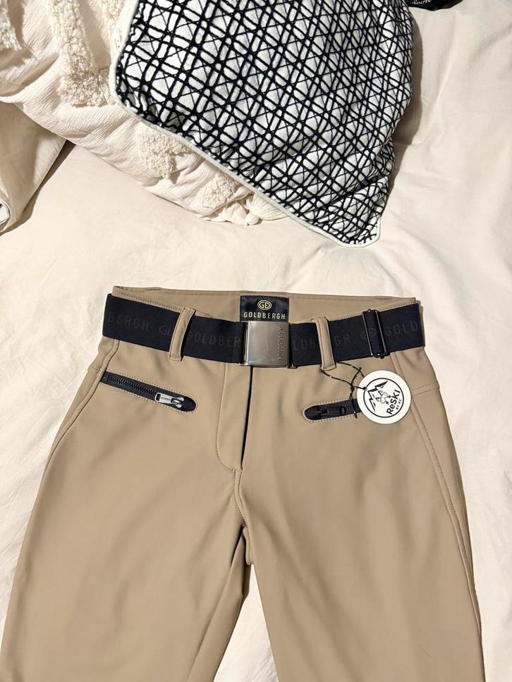 Goldbergh PARIS skibroek - Maat M, Kleding | Dames, Broeken en Pantalons, Zo goed als nieuw, Maat 38/40 (M), Beige, Lang, Ophalen of Verzenden