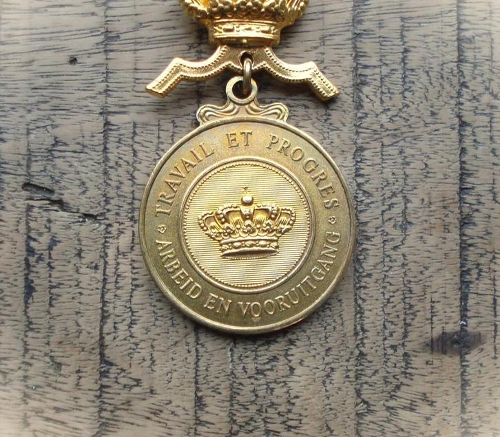 België Travail et Progres medaille z.j., Postzegels en Munten, Penningen en Medailles, Buitenland, Ophalen of Verzenden