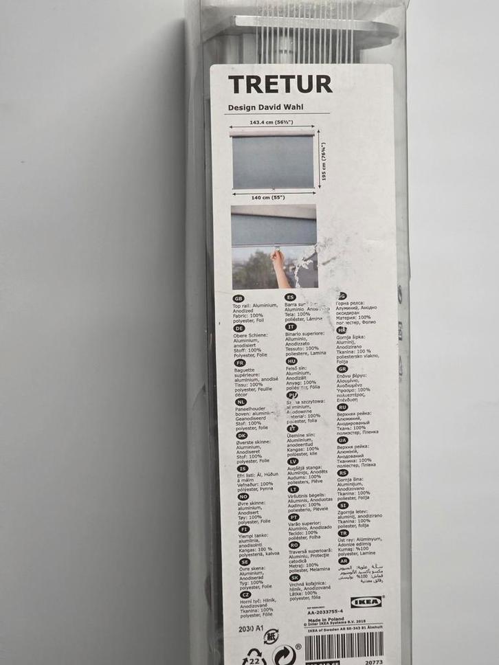 IKEA Tretur Rolgordijn - Nieuw in Verpakking, Huis en Inrichting, Stoffering | Gordijnen en Lamellen, Nieuw, 150 tot 200 cm, 100 tot 150 cm