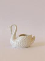 VINTAGE WITTE KERAMIEKEN BLOEMPOT | ZWAAN, Tuin en Terras, Bloempotten, -, -, Rond, Ophalen of Verzenden