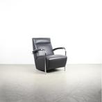 2x Leolux Scylla Fauteuil Hoog Zwart Leer + Hocker – Chroom, Niet ingevuld, Niet ingevuld, Ophalen of Verzenden, Zo goed als nieuw