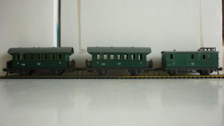 2 Fleischmann H0 personenwagons + 1 bagagewagon, Hobby en Vrije tijd, Modeltreinen | H0, Gebruikt, Wagon, Gelijkstroom, Fleischmann