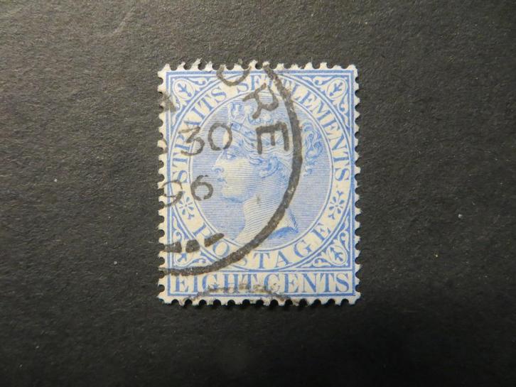A03378: Straits Settlements QV 8 c CA, Postzegels en Munten, Postzegels | Azië, Ophalen of Verzenden