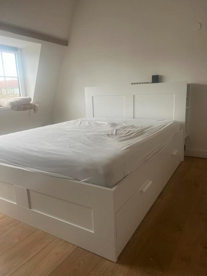 Ikea Brimnes tweepersoonsbed 160x200 met lades, Huis en Inrichting, Slaapkamer | Bedden, Zo goed als nieuw, Tweepersoons, 160 cm