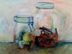 Prachtig schilderij met stilleven van 2 weckpotten, Antiek en Kunst, Kunst | Schilderijen | Klassiek, Ophalen of Verzenden