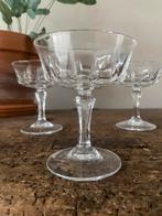 3 coupe/ dessert/champagne glazen vintage Cristal D’Arques, Antiek en Kunst, Verzenden