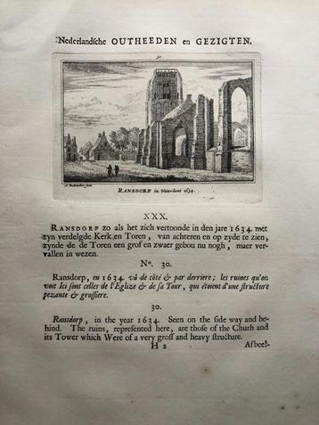 030 / Ransdorp met Kerk en Toren kopergravure 1725 beschikbaar voor biedingen