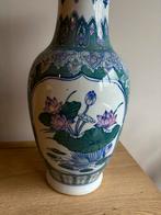 Chinese vaas groen/blauw/roze/wit, Ophalen, Overige kleuren, Aardewerk of Porselein, Zo goed als nieuw
