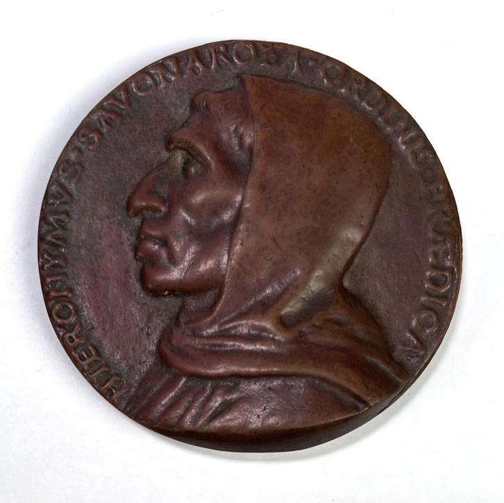 1044. Bronzen penning, Girolamo Savonarola, 19e eeuw, Antiek en Kunst, Antiek | Koper en Brons, Brons, Ophalen of Verzenden
