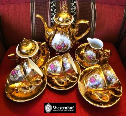 Gemerkt Foreign oud porselein mokka - thee servies set barok, Antiek en Kunst, Antiek | Servies los, Ophalen of Verzenden