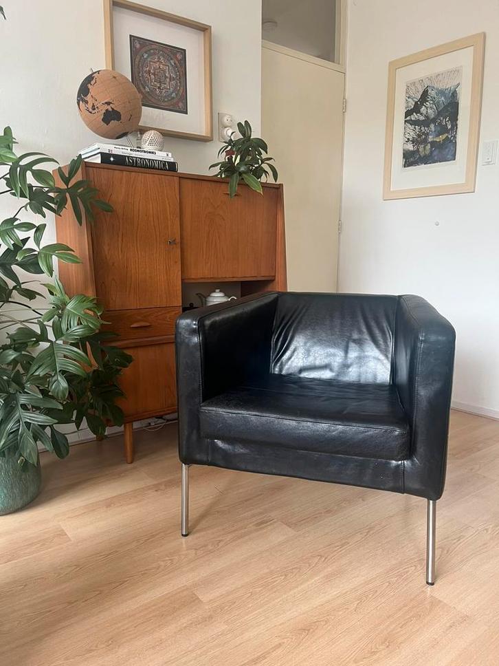 Leren IKEA Klappsta fauteuil, Huis en Inrichting, Fauteuils, Gebruikt, Leer, 75 tot 100 cm, 75 tot 100 cm, Ophalen