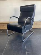 Gispen 423 fauteuil , zwart leder, Gebruikt, Design, 75 tot 100 cm, Ophalen of Verzenden
