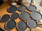 Zusss 5 dinerborden 5 ontbijtborden zwart met bruine rand, Huis en Inrichting, Keuken | Servies, Overige materialen, Ophalen of Verzenden
