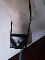 Zwart vinted lederen schoudertasje., Sieraden, Tassen en Uiterlijk, Ophalen of Verzenden, Zwart