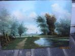 Mooi los geschuind paneeltje met landschapje, Antiek en Kunst, Kunst | Schilderijen | Klassiek, Ophalen