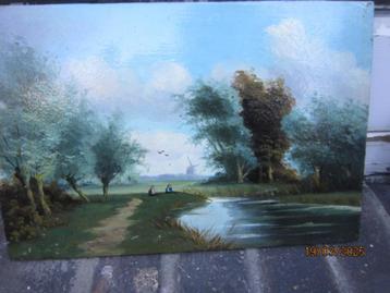 Mooi los geschuind paneeltje met landschapje  beschikbaar voor biedingen