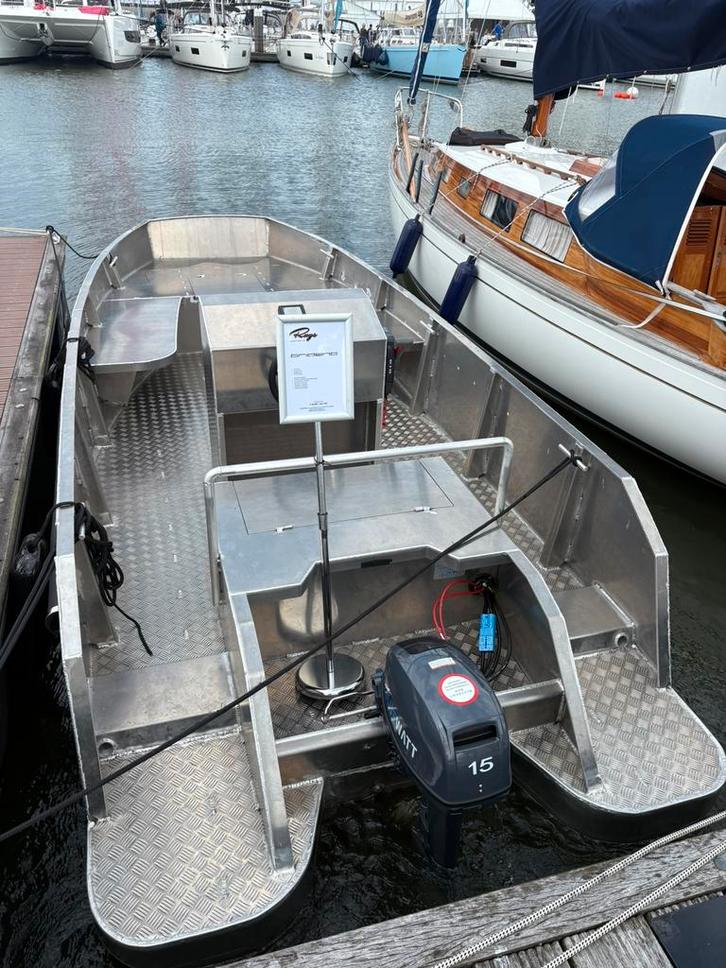 ❄️‼️Trident 17 Aluminium werkboot met 15 PK elektische BBM, Watersport en Boten, Sloepen, Zo goed als nieuw, 10 tot 30 pk, 3 tot 6 meter