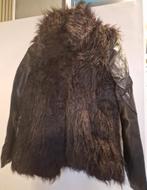 Jasje fluffy met lederlook mouwen, Kleding | Dames, Jassen | Winter, Ophalen of Verzenden, Gedragen, Maat 38/40 (M), Zwart