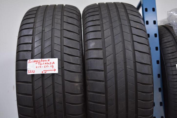 2x Zomerband Bridgestone Turanza  215 55 17 (2x5.5mm) (67), Auto-onderdelen, Banden en Velgen, Band(en), Zomerbanden, 17 inch