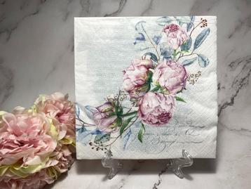 Ti flair knutsel servetten Roze bloemen pioen roos nr 659  beschikbaar voor biedingen