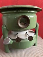 Emaille petroleum/olie stel groen met 2 pitten, Antiek en Kunst, Ophalen