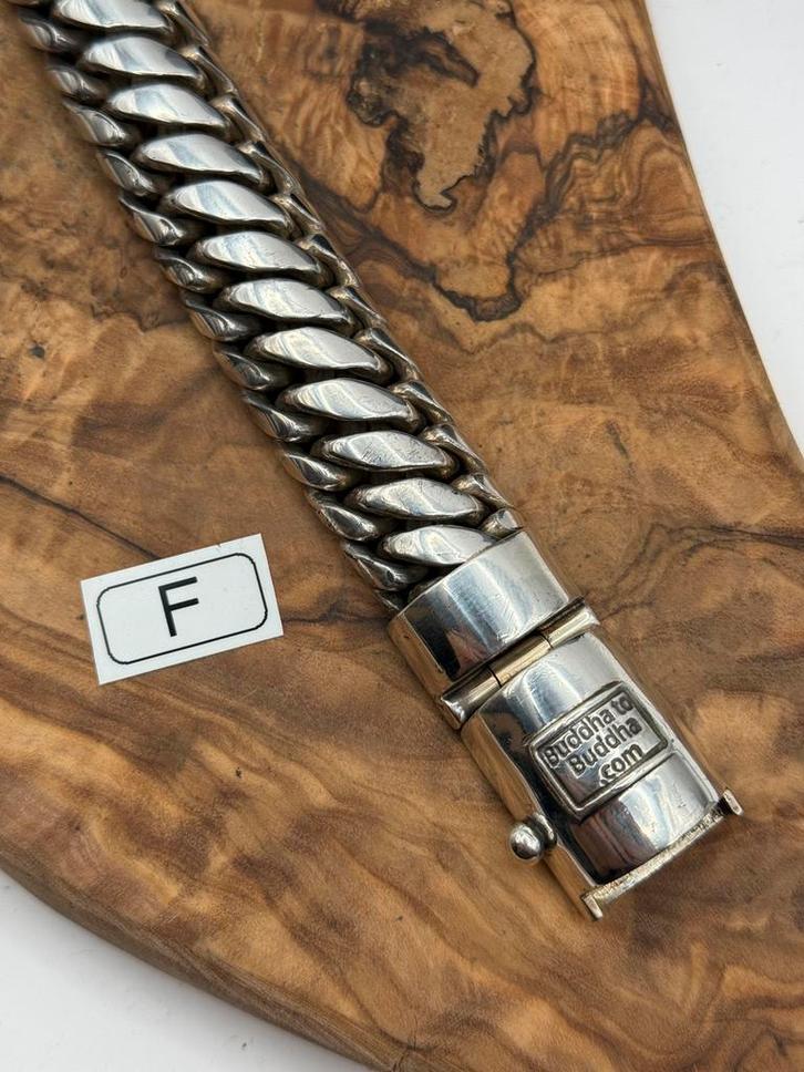 “BEN XL” buddha to buddha 23,5cm maat: F “GEPOLIJST”, Sieraden, Tassen en Uiterlijk, Armbanden, Zo goed als nieuw, Zilver, Zilver