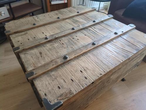 Rustieke salontafel (houten kist stijl), Huis en Inrichting, Tafels | Salontafels, Gebruikt, 50 tot 75 cm, 50 tot 100 cm, 50 tot 100 cm