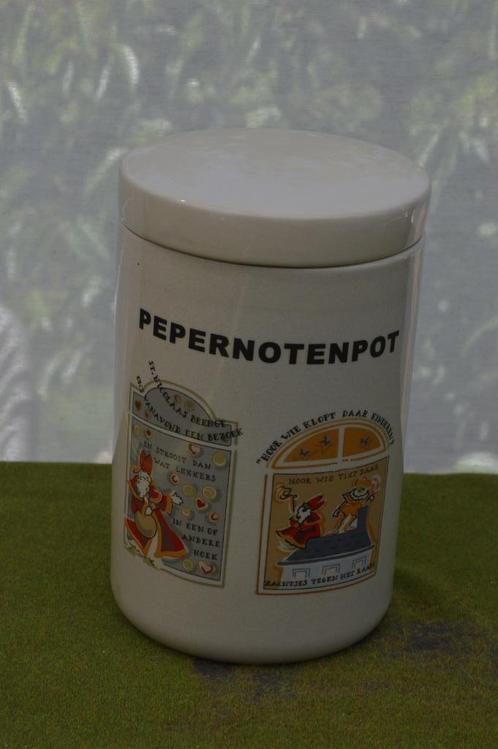 Vintage Sinterklaas pepernotenpot met tekeningen en tekst, Diversen, Sinterklaas, Zo goed als nieuw, Ophalen of Verzenden