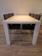 Ikea eettafel wit met 6 stoelen grijs, Ophalen, Gebruikt, 50 tot 100 cm, 150 tot 200 cm