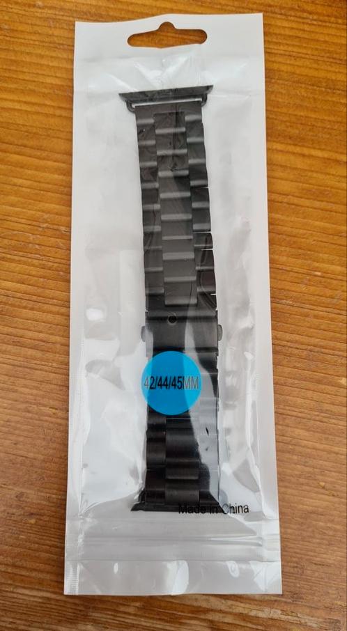 NIEUW iWatch alu luxe bandje 42/44/45 mm zwart metaal, Sieraden, Tassen en Uiterlijk, Smartwatches, Nieuw, iOS, Zwart, Ophalen