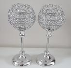 Zilverkleurige waxinelichthouders met steentjes, Huis en Inrichting, Woonaccessoires | Kandelaars en Kaarsen, Overige kleuren