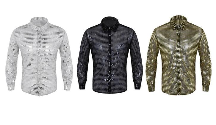 Doorzichtig glitter overhemd / shirt sexy zwart goud zilver, Kleding | Heren, Carnavalskleding en Feestkleding, Nieuw, Kleding
