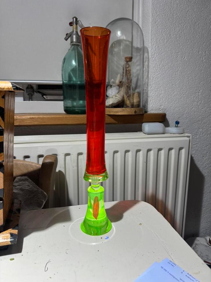 Antonio Da Ros Uranium Murano Glas Vaas, Antiek en Kunst, Antiek | Glas en Kristal, Ophalen of Verzenden