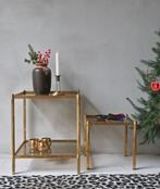 Set messing bijzettafeltjes/plantentafeltjes, Huis en Inrichting, Tafels | Sidetables, 50 tot 100 cm, Vintage, Zo goed als nieuw