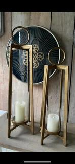 Luxe brons gouden windlichten set, Ophalen of Verzenden, Nieuw, Metaal, 75 cm of meer