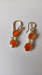 Fraaie zilver vergulde oorbellen met Carneool, Hangers, Verzenden, Nieuw, Met edelsteen