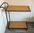 Trolley met 2 rieten uitneembare dienbladen, Huis en Inrichting, Tafels | Sidetables, Ophalen, 50 tot 100 cm, Zo goed als nieuw