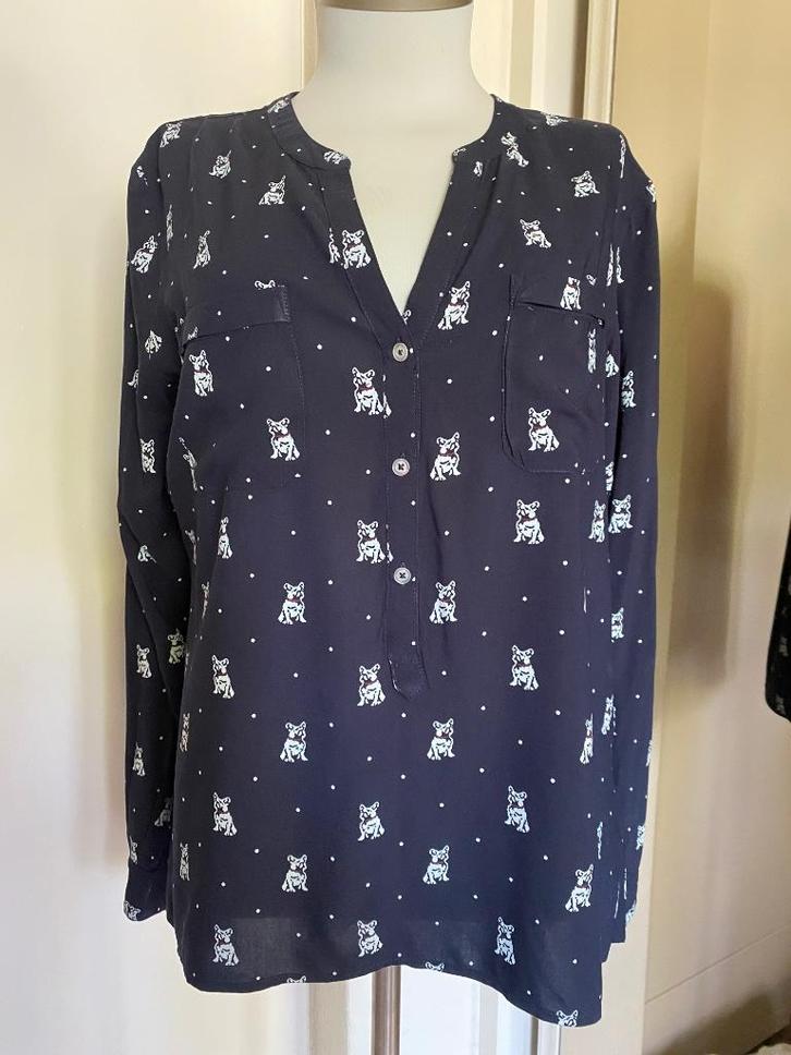 blouse Marie Lund 42 blauw/wit, Kleding | Dames, Blouses en Tunieken, Zo goed als nieuw, Maat 42/44 (L), Blauw, Verzenden