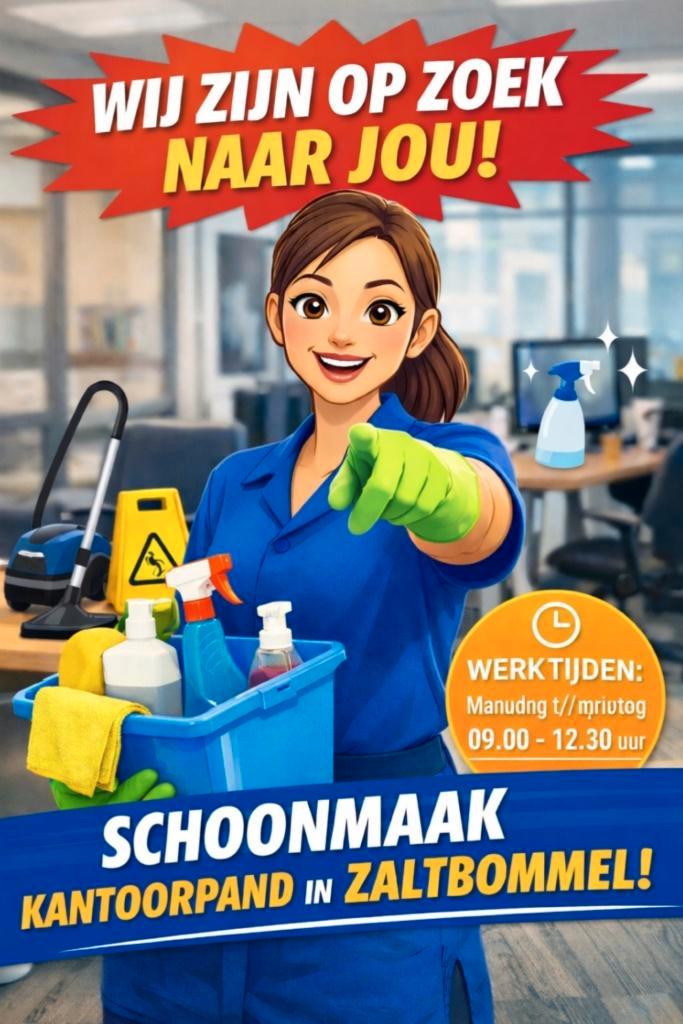 GEVRAAGD schoonmaakmedewerk(st)er Zaltbommel, Vacatures, Vacatures | Schoonmaak en Facilitaire diensten, Overige niveaus, Starter
