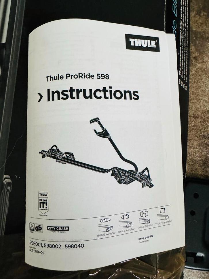 Thule Proride 598 - Wit (gebruikt) & Zwart (nieuw), Auto diversen, Fietsendragers, Nieuw, Dakdrager, 1 fiets, Ophalen