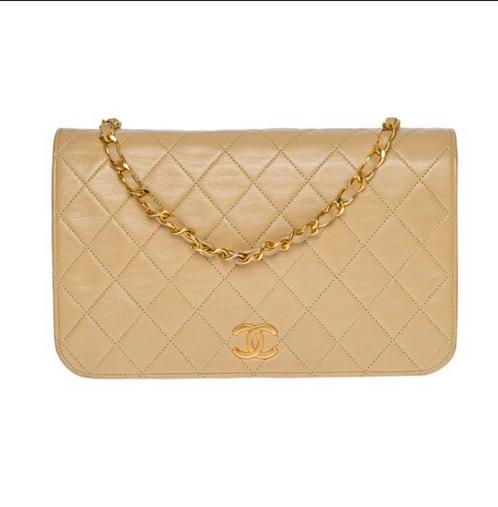 Chanel full flap tas, Sieraden, Tassen en Uiterlijk, Tassen | Damestassen, Gebruikt, Schoudertasje, Beige, Ophalen of Verzenden