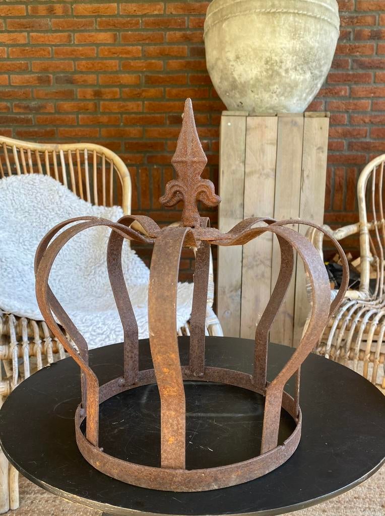 Eyecatcher - XL ijzeren kroon - brocante - woondecoratie, Ophalen, Zo goed als nieuw