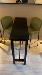 Stoere bartafel met 2 krukken, Ophalen, Gebruikt, Met voetsteun, 90 cm of meer